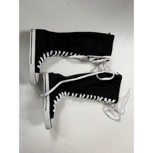 Women's Airwalk Knee High Black Canvas Lace Up Full Zip Shoes Sneakers Size 8 - Picture 6 of 8